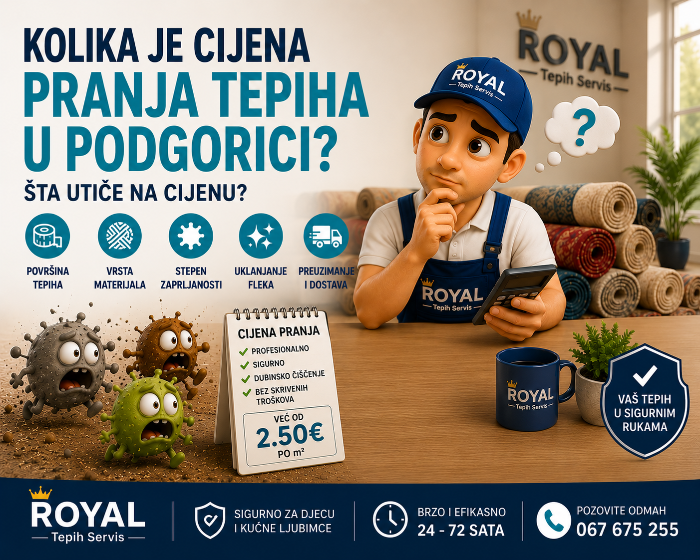 Kolika je cijena pranja tepiha u Podgorici? Šta utiče na cijenu?